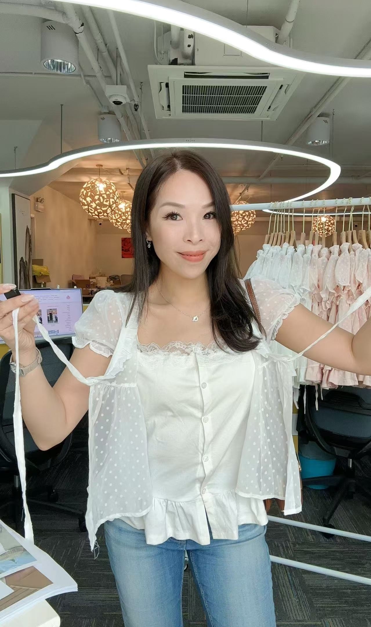 (現貨) 韓國甜美假兩件波點雪紡TOP-2色 #G745