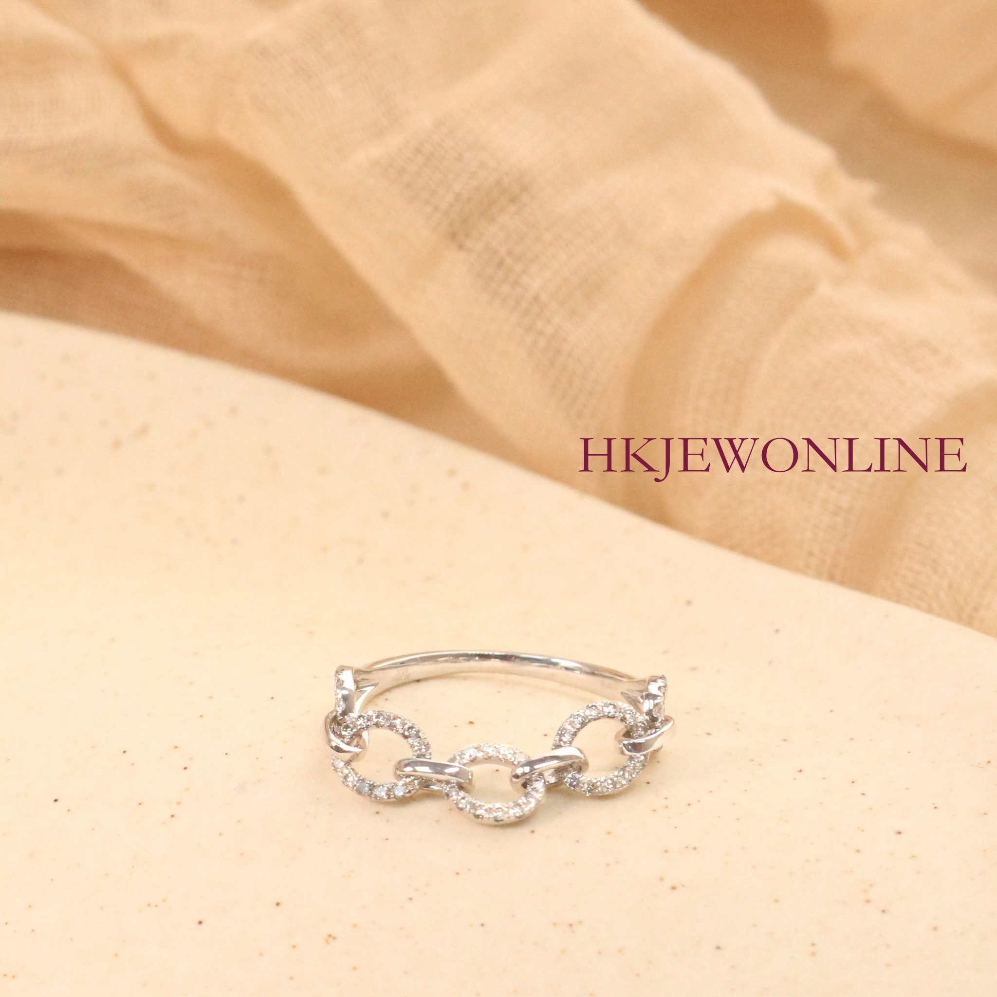 18K Gold Chain Link Diamond Ring