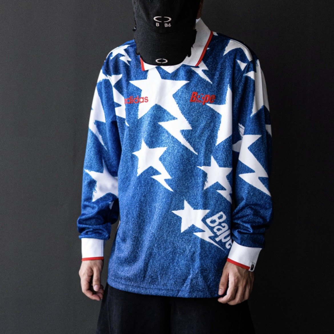 【代購】adidas Originals × BAPE 聯名系列  LSL STAR JERSEY 滿版印花運動長袖 Polo 衫 男女同款