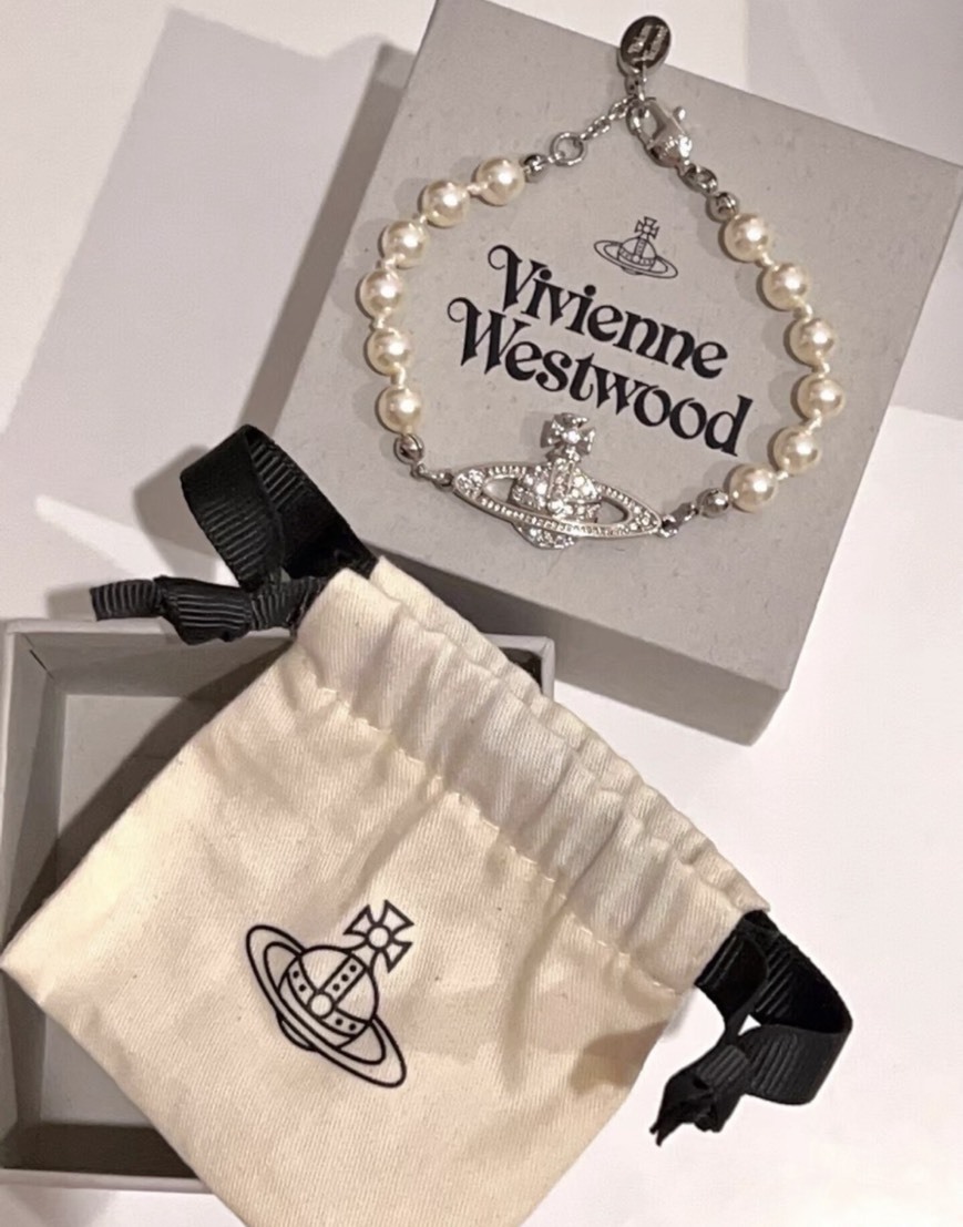 Vivienne Westwood 西太后 銀鑽土星珍珠手鍊