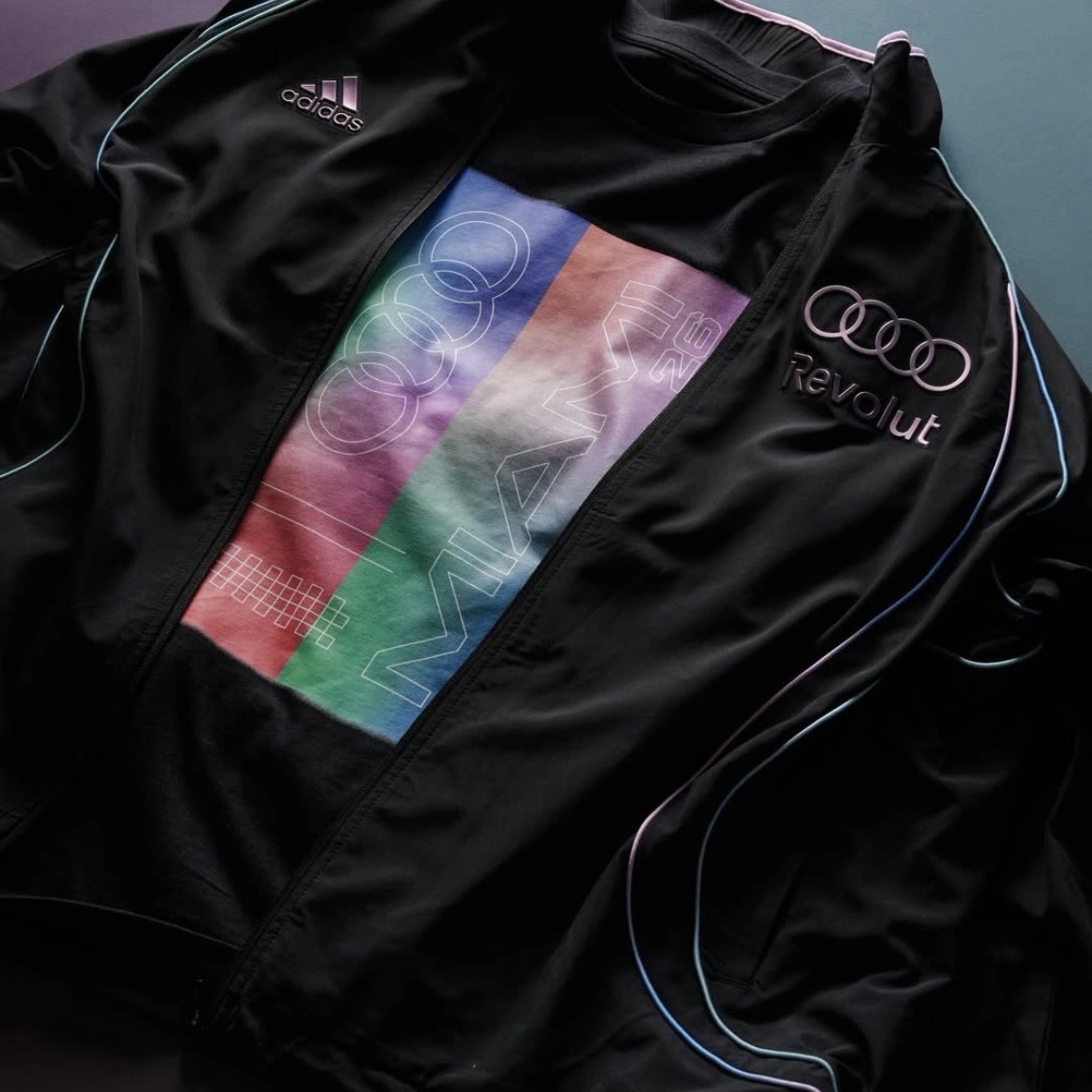 【代購】adidas × Audi 聯名系列  TEAM REVOLUT F1 TEAMGEIST 賽車運動寬鬆拉鍊夾克