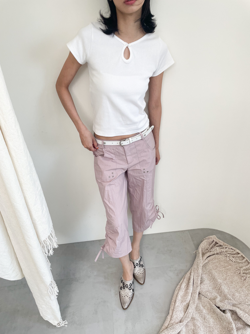 teardrop neck ribbed tee