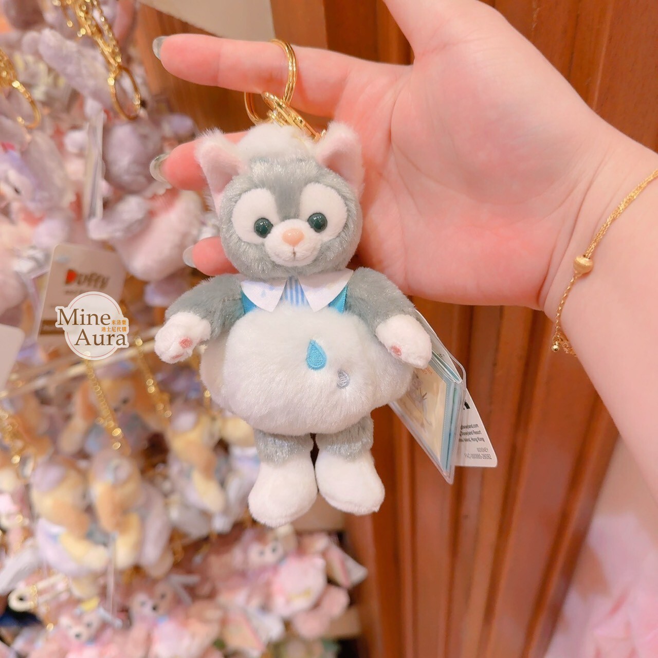 達菲 Duffy 與好友們 夏日天空系列 傑拉托尼 畫家貓 Gelatoni 絨毛 吊飾 鑰匙圈 -香港迪士尼樂園