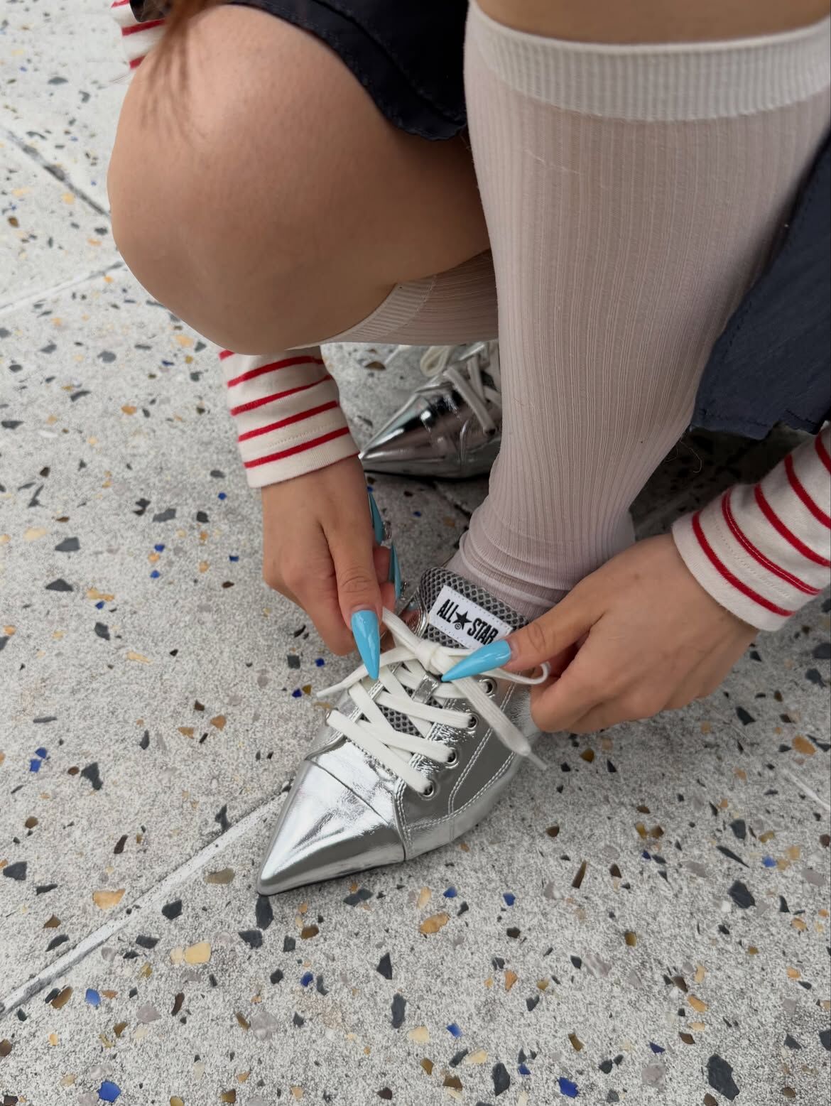日本限定🇯🇵 CONVERSE ALL STAR POLARIGE MULE 尖頭鞋 穆勒鞋 高跟鞋 女鞋 銀色 31319030 / 預購