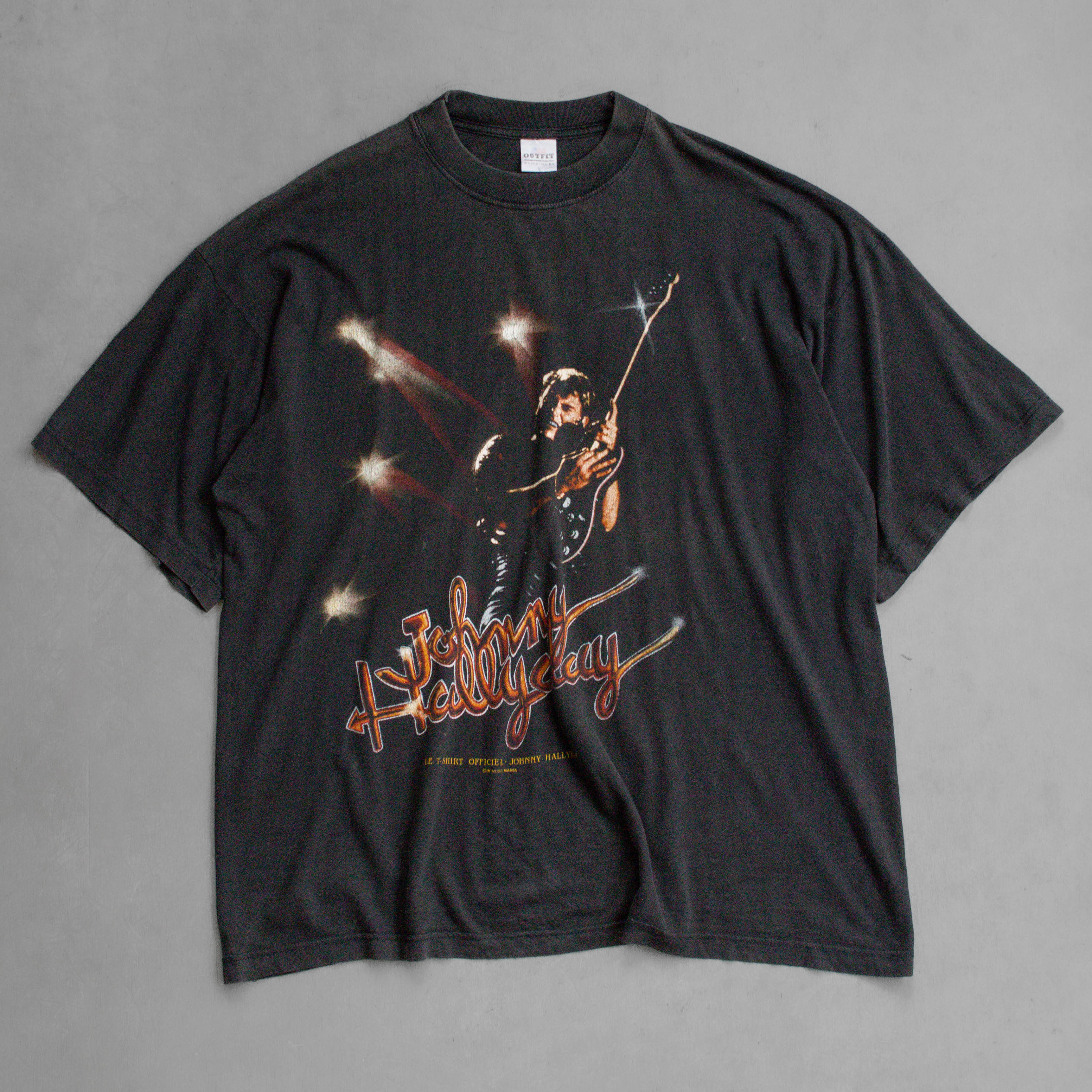 JOHNNY HALLYDAY BAND TEE 美國 歌手 樂團 圖案 黑色 短袖 T恤