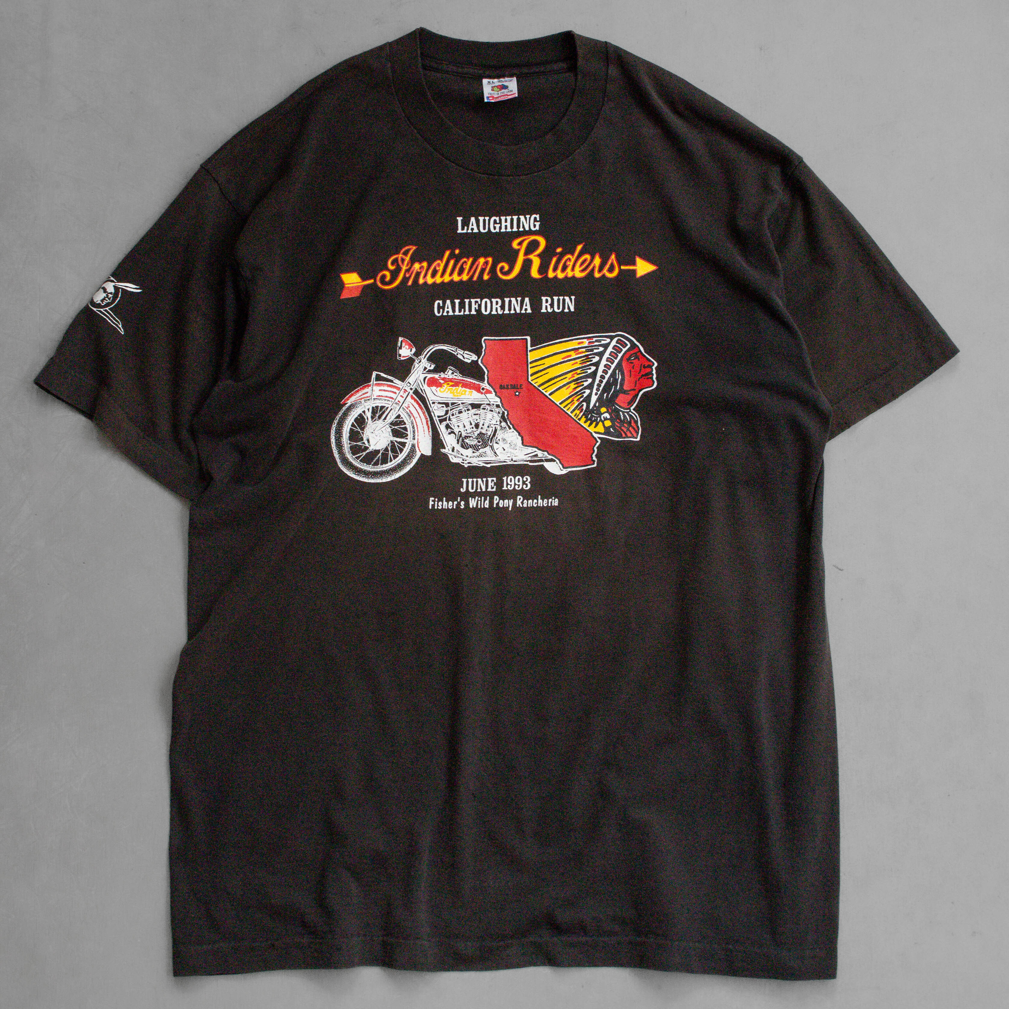 90S INDIAN RIDERS TEE 美國製 印第安 重機 騎士 圖案 黑色 短袖 T恤