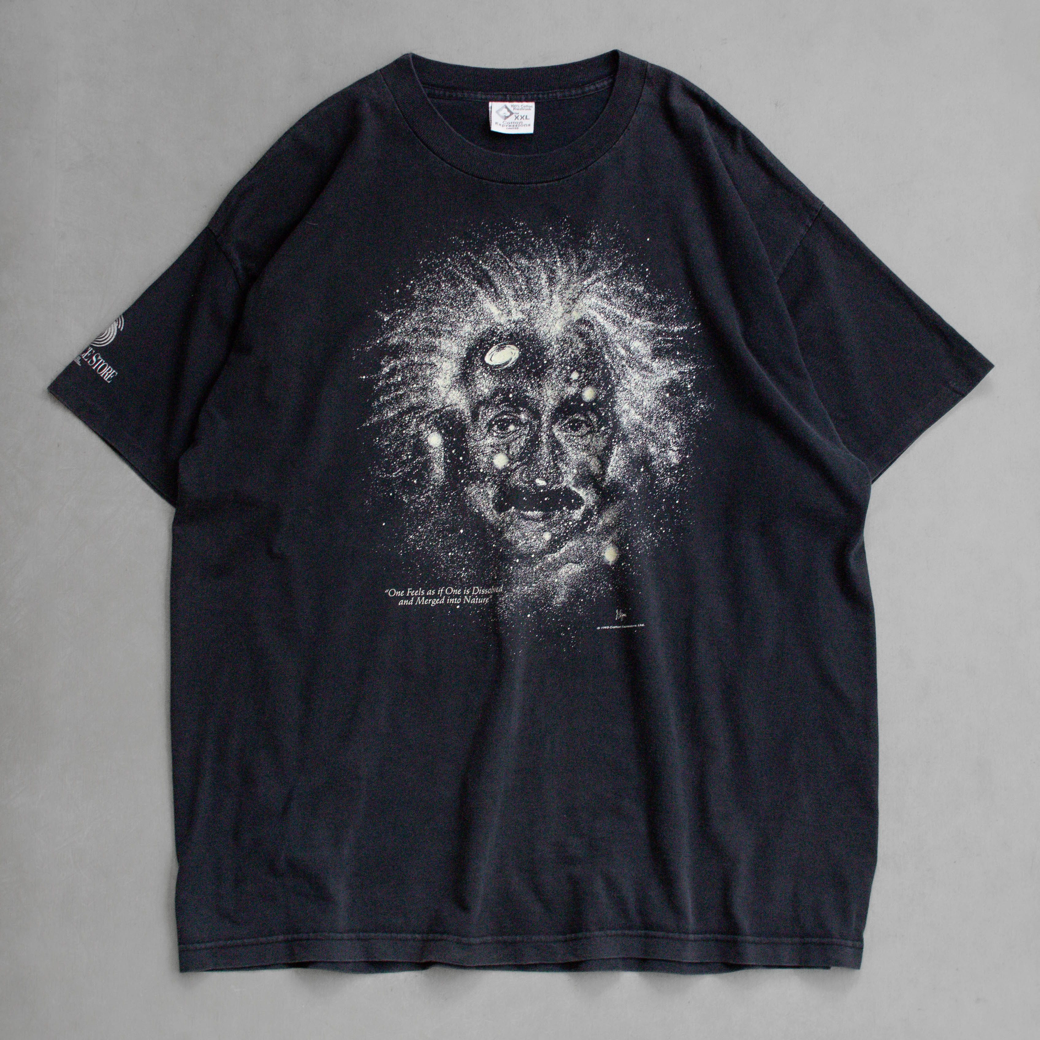 90S ALBERT EINSTEIN TEE 美國製 愛因斯坦 夜光 圖案 黑色 短袖 T恤
