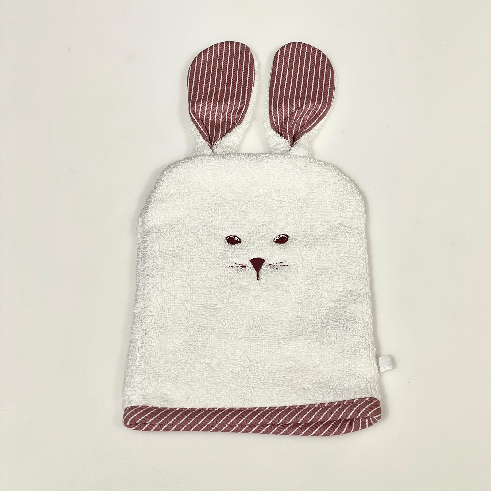 全新HERMES PASSE-PASSE 棉質兒童浴用手套 兔刺繡圖案 #BRAND NEW #香榭站正品