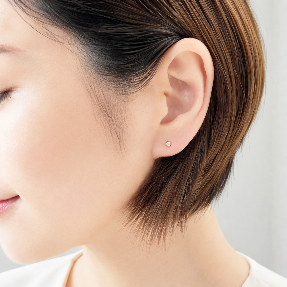 【me.luxe】K10鑽石10分爪鑲耳環