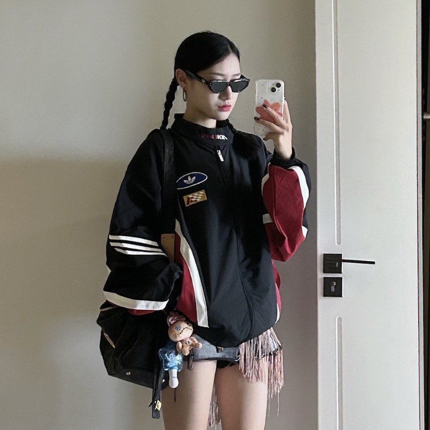 【代購】adidas Originals MOTO JACKET 寬鬆運動夾克 宋雨琦同款 adidas Originals MOTO JACKET 時尚舒適寬鬆運動夾克