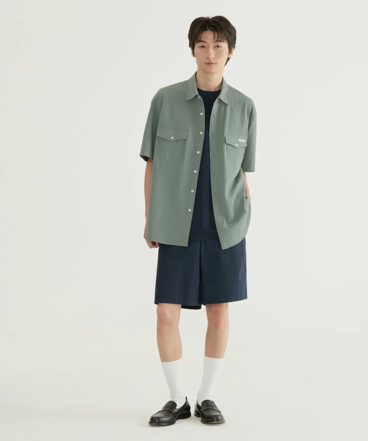 【OWN】Covernat 短袖 襯衫 上衣 泡泡紗 半袖 口袋 鈕扣 涼爽 不分男女 深綠 TXT 秀彬同款 CO2602SS12KH