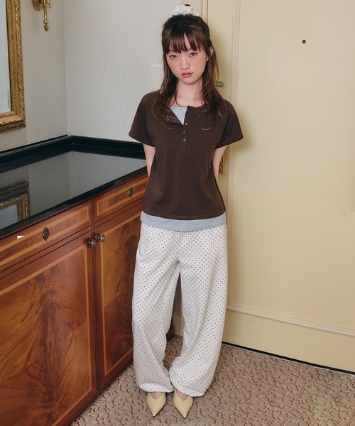 Unblend / Fake Layered Assorted Henley Neck Raglan T-Shirt