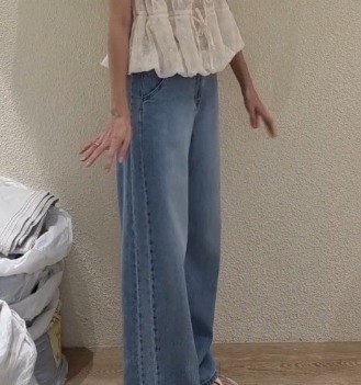 EP6434 開V車線牛仔褲