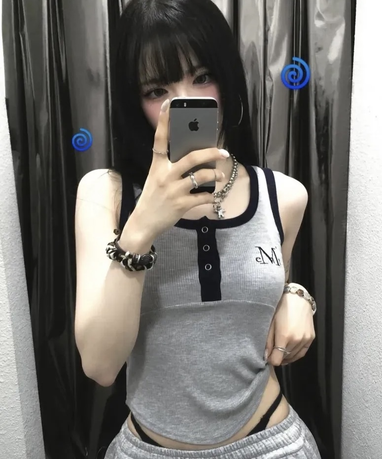 <快速出貨> Mucent Colorpop 撞色紐扣短版羅紋無袖背心