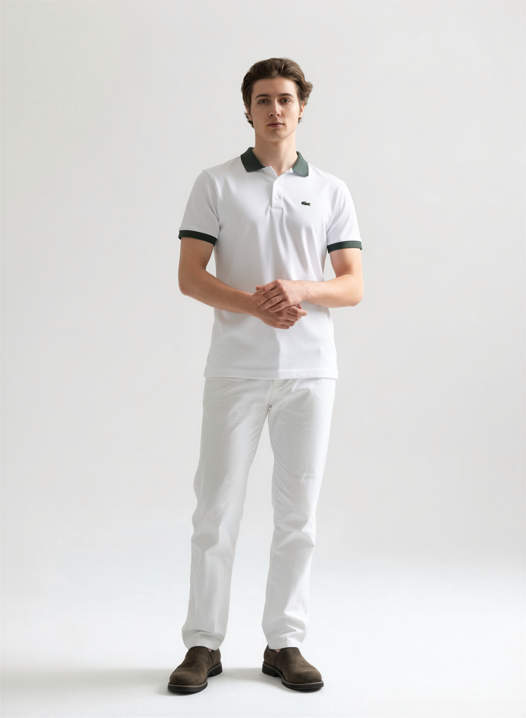 Lacoste 男款 白色Polo Tee #7-06