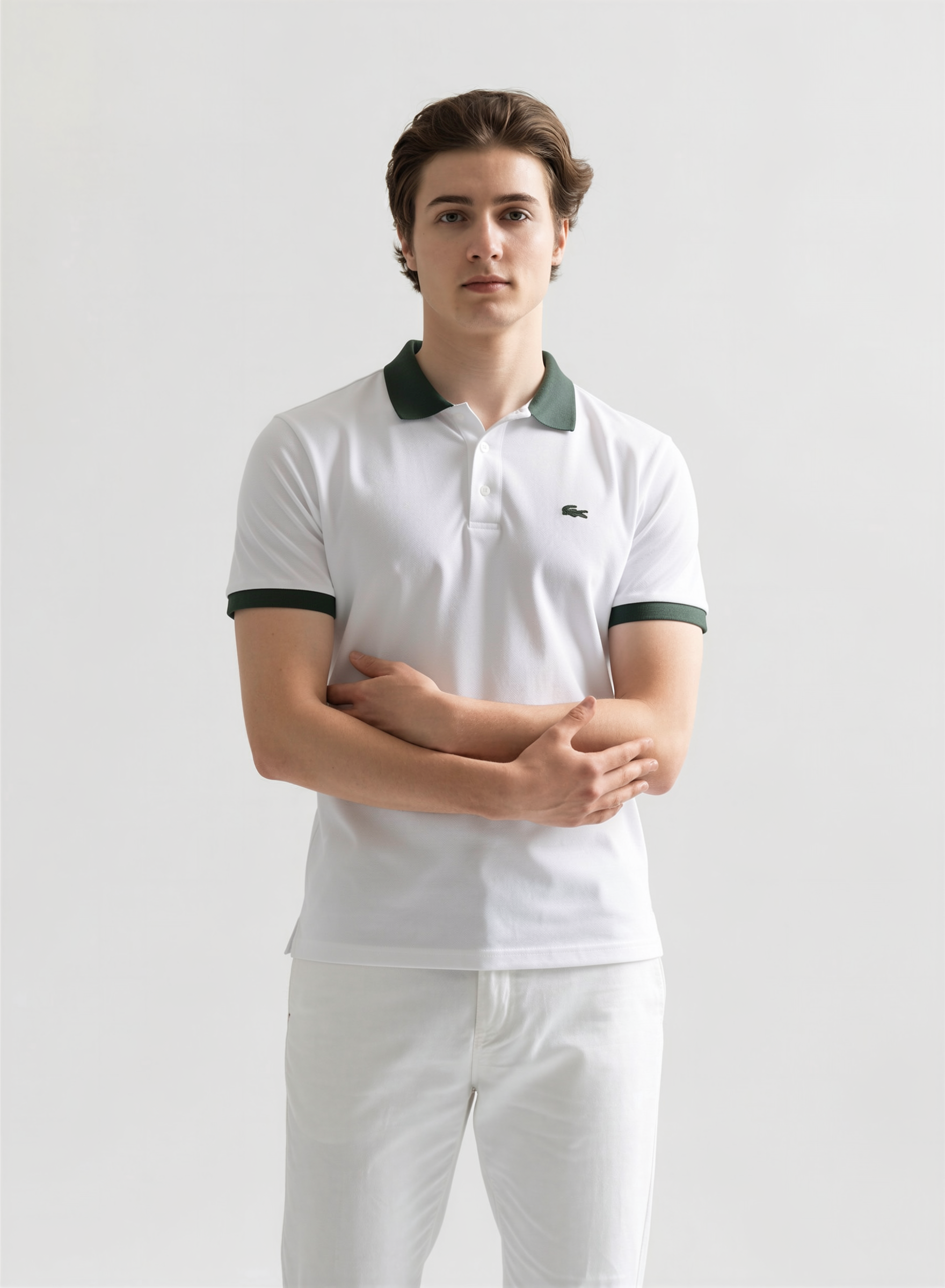 Lacoste 男款 白色Polo Tee #7-06