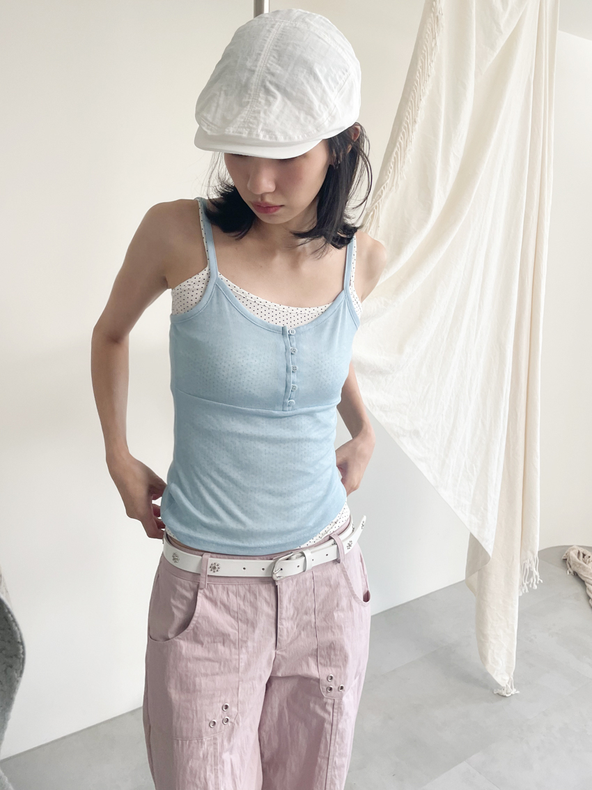 #T635 排釦透氣細肩背心