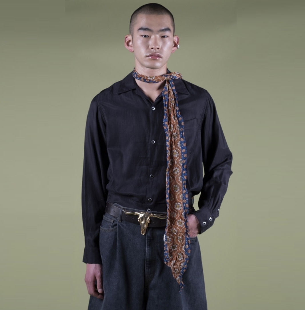 KAPITAL 2026 CUPRO COTTON TWILL OPEN-COLLAR SHIRT DRIZZLER - PRE ORDER ITEM (預訂中)