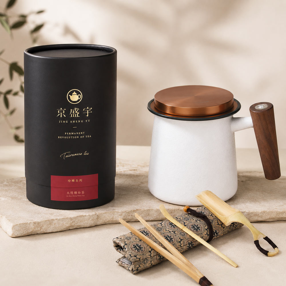品味白茶入門組｜台灣白茶三選一(大慢種/白毛猴/梨山)＋人文濾茶杯+竹製茶具組