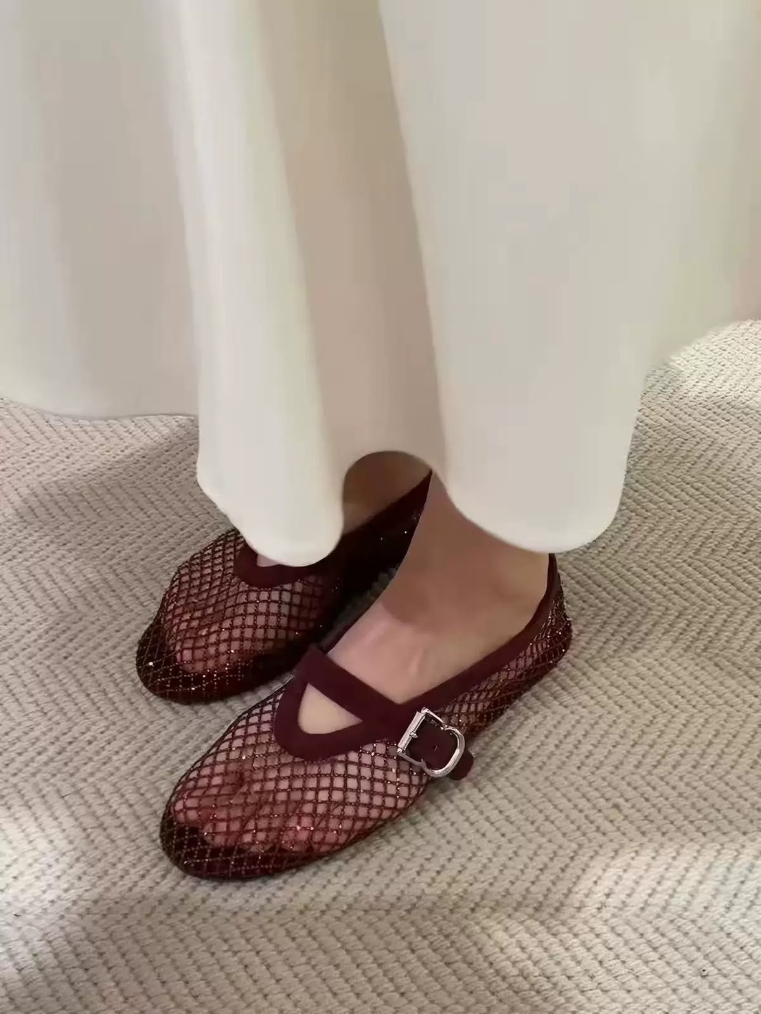 1223四色網鑽平底鞋