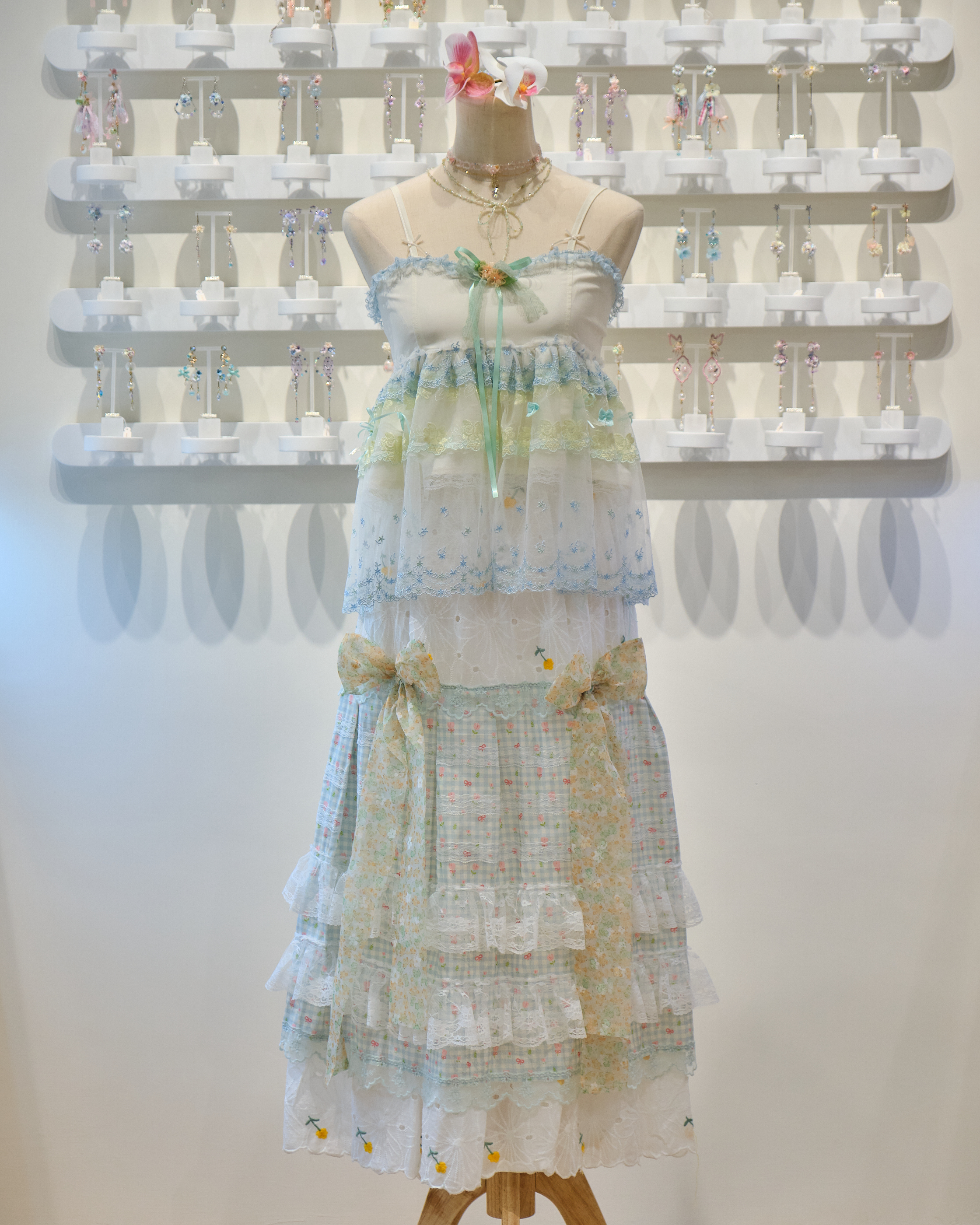 13903 Camisole Ribbon Top & Flowing Long Skirt Duo