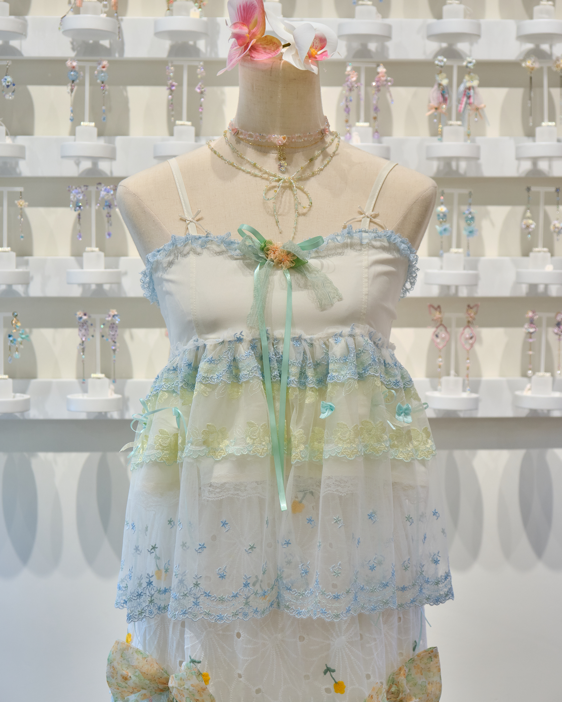 13903 Camisole Ribbon Top & Flowing Long Skirt Duo