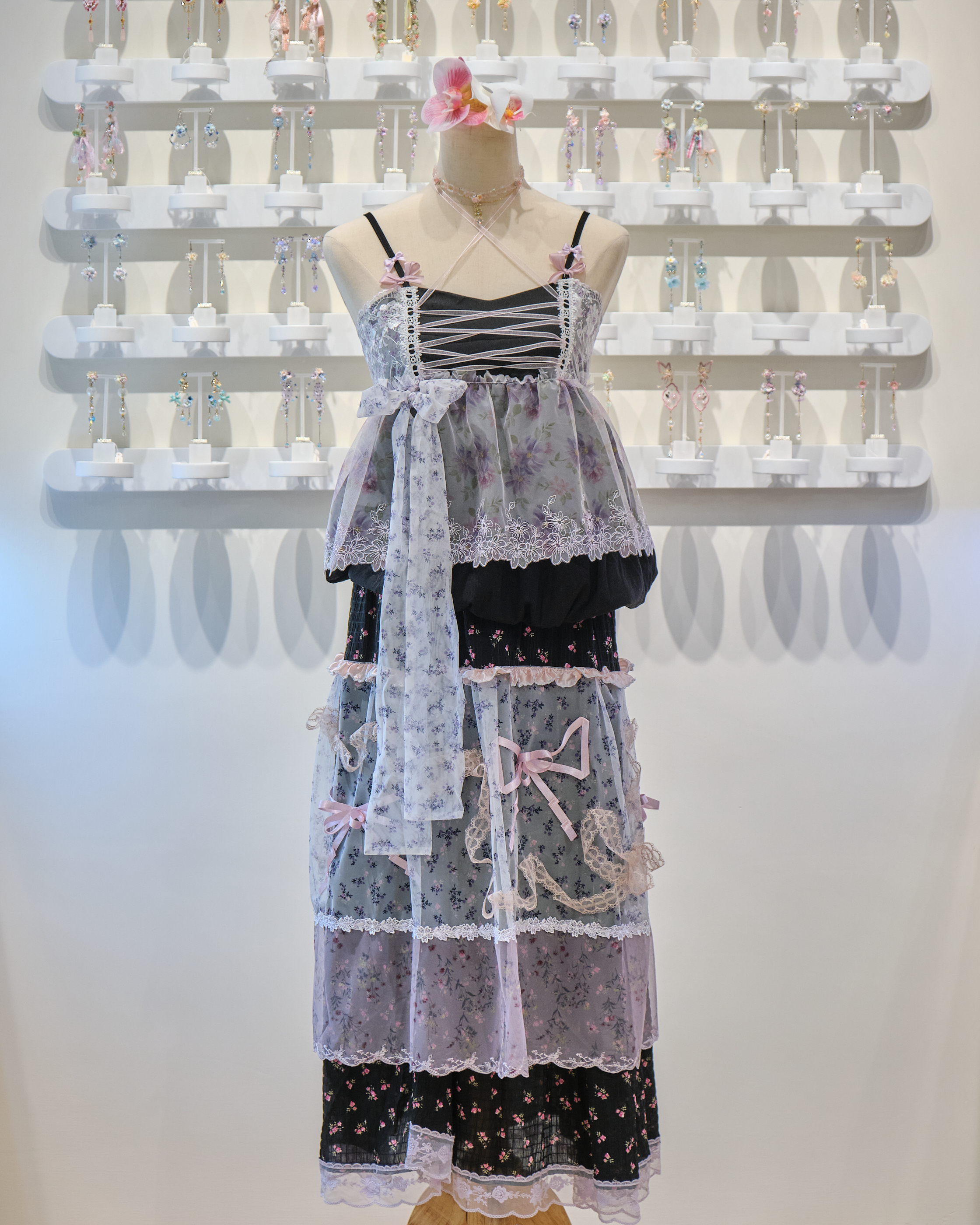 13899 Camisole Ribbon Top & Flowing Long Skirt Duo