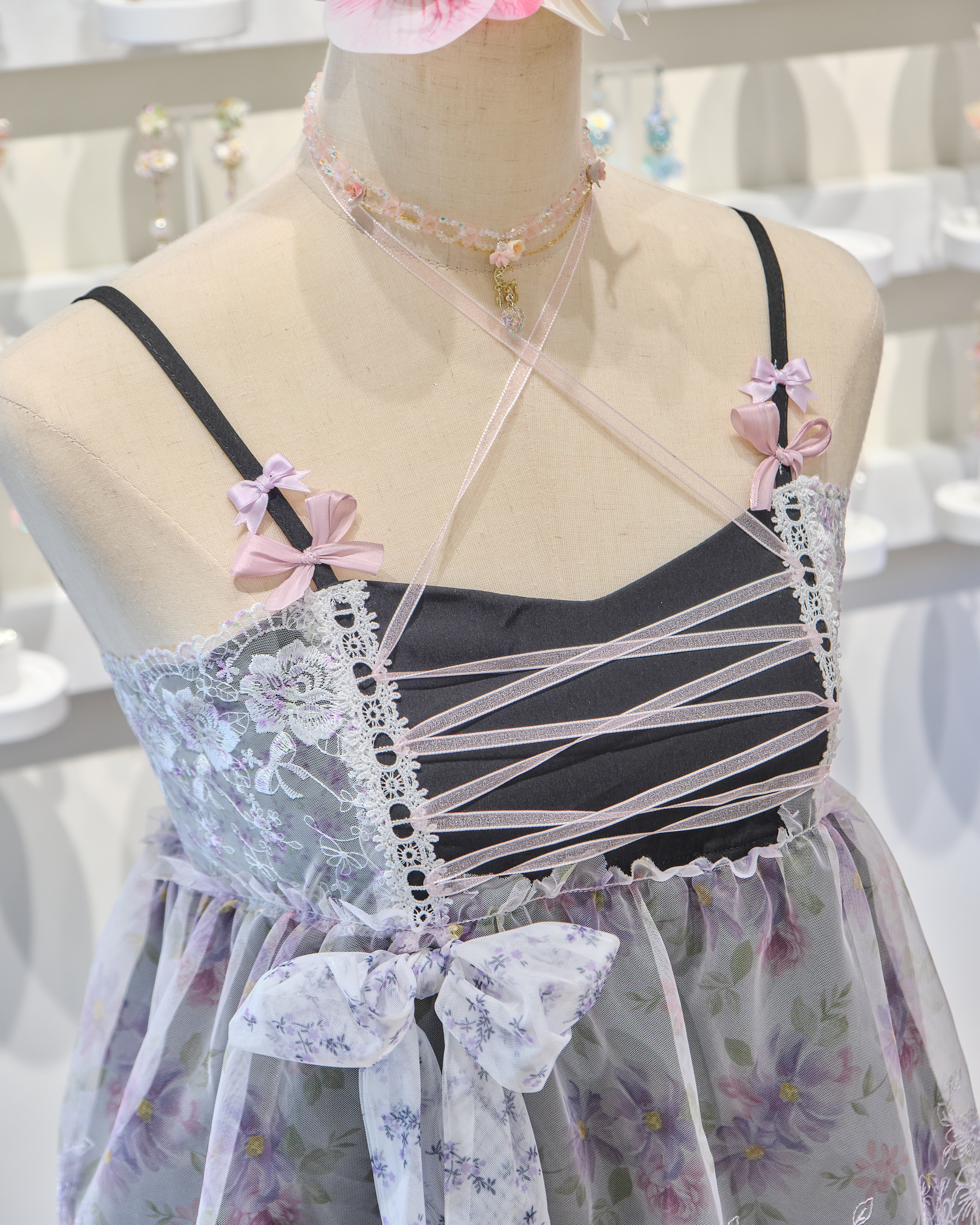 13899 Camisole Ribbon Top & Flowing Long Skirt Duo