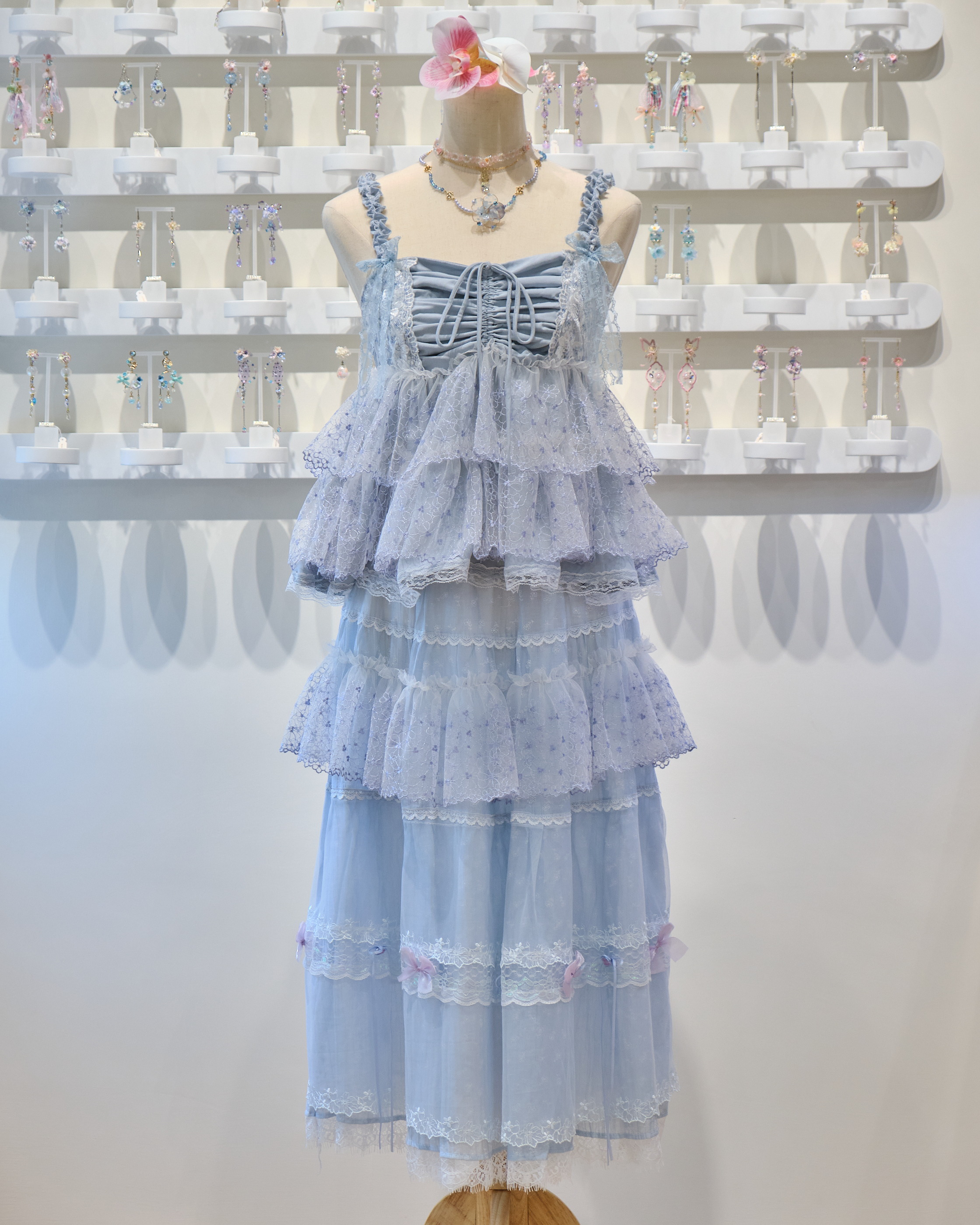 13898 Camisole Ribbon Top & Flowing Long Skirt Duo