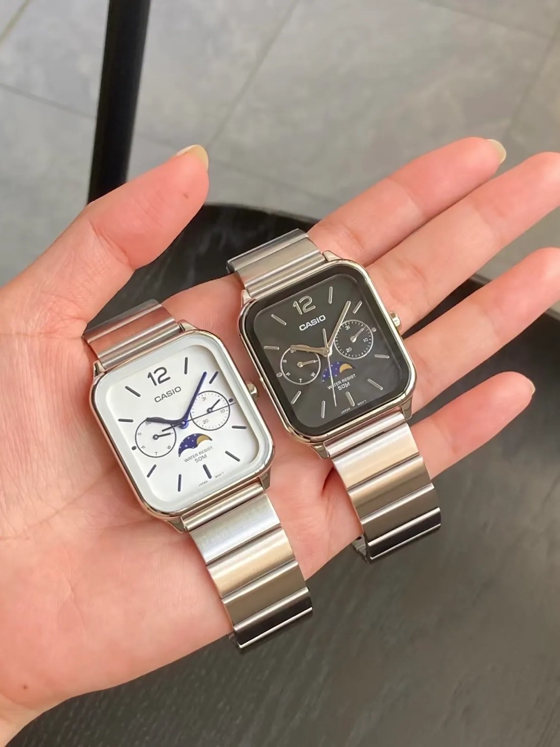 〈機械錶的浪漫🌒〉CASIO 卡西歐 月相方形復古面盤中性男女錶