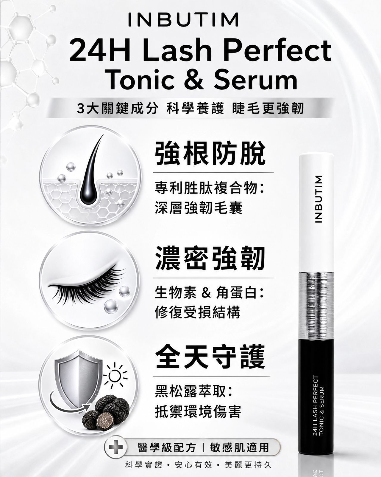 INBUTIM Dual-Action Eyelash Serum tonique 5 ml + Serum 5 ml（貨期截單後兩個月）