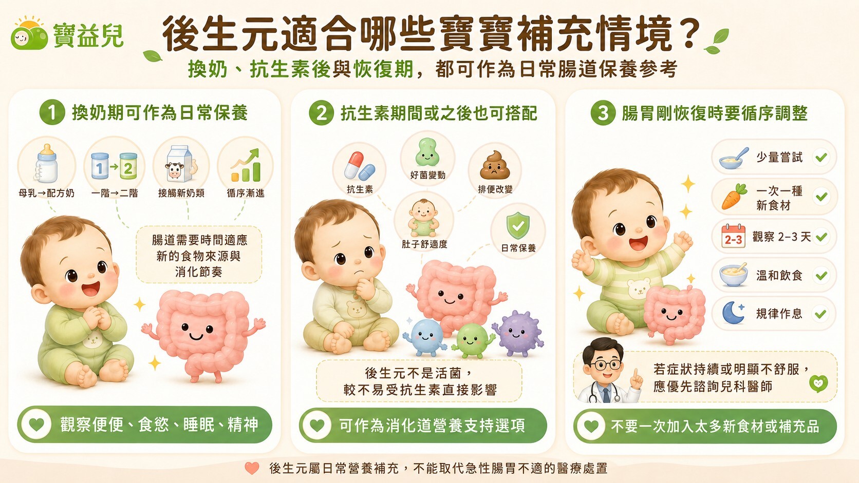 日常腸道保養的營養補充選項，幫助維持適合好菌生長的消化道環境