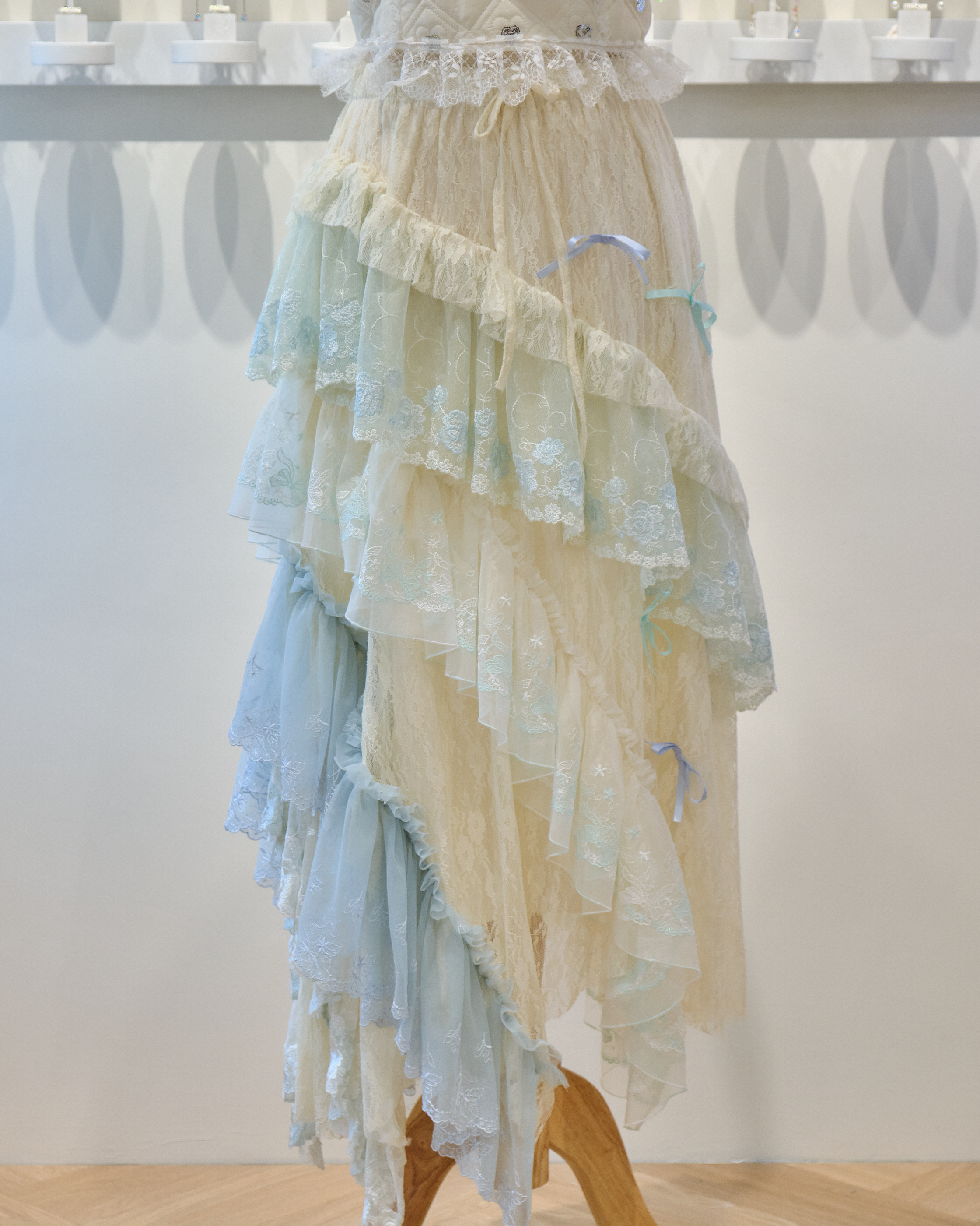 13876 Cascading Sloping Lace Ankle Skirt