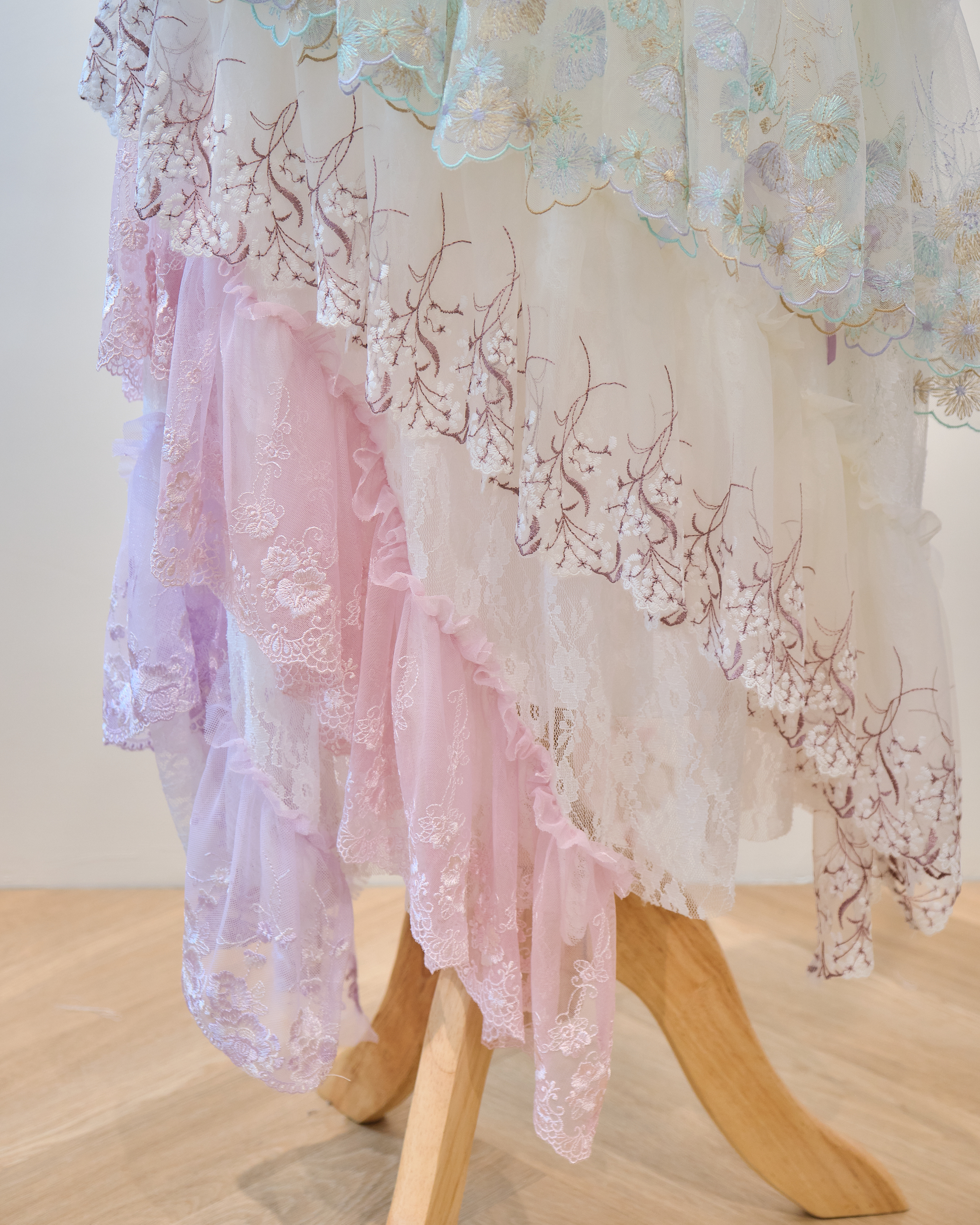 13874 Cascading Sloping Lace Ankle Skirt