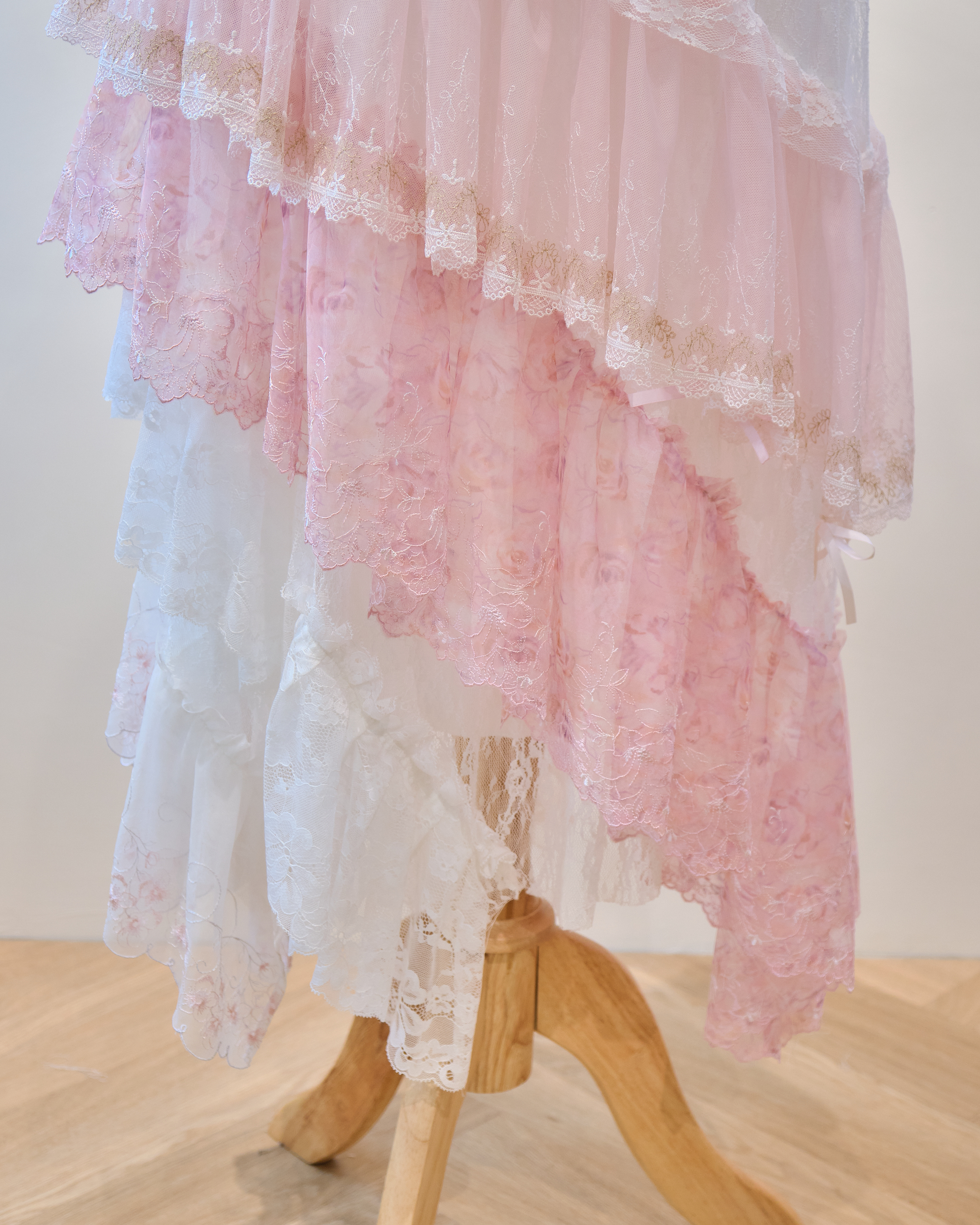 13873 Cascading Sloping Lace Ankle Skirt