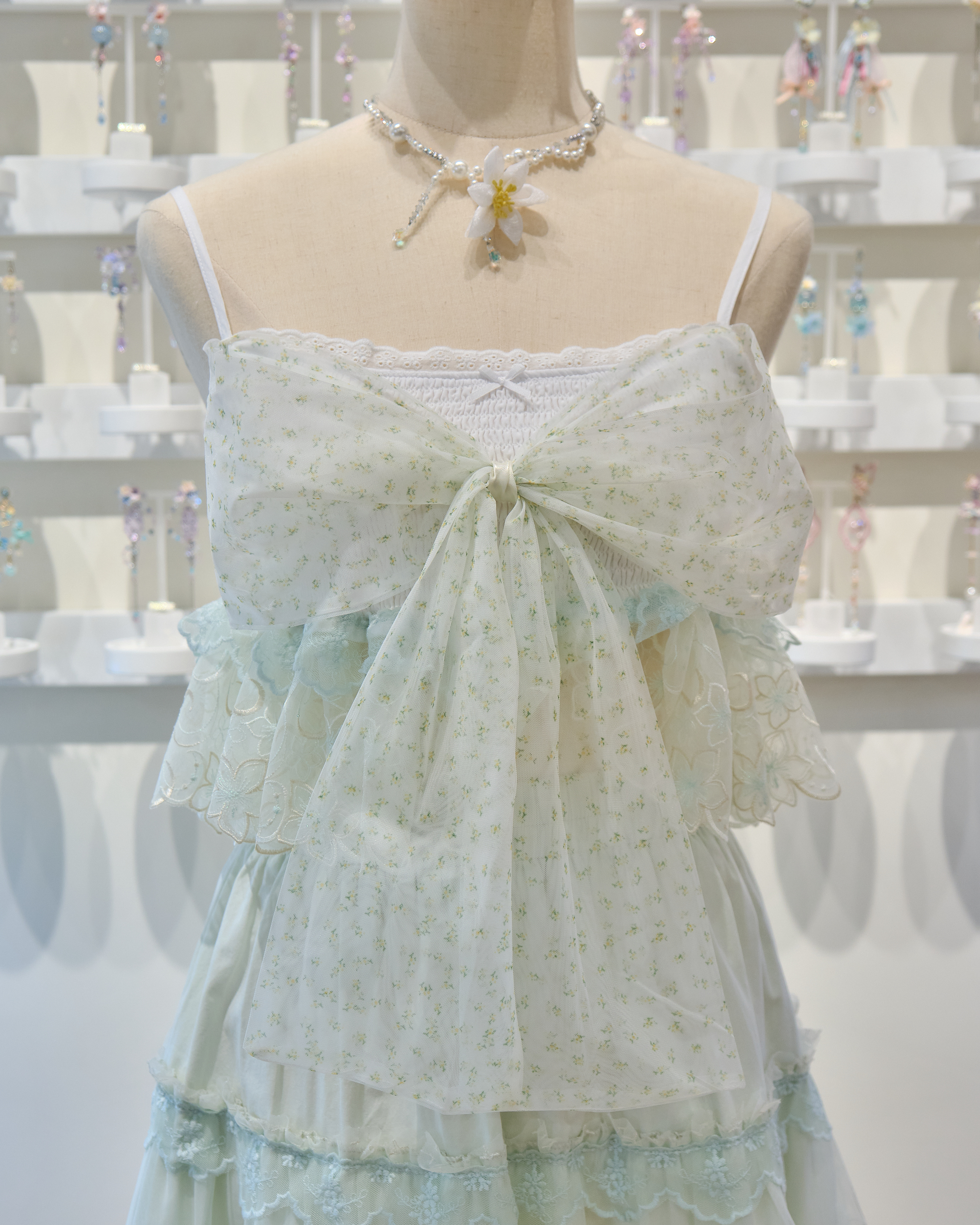 13867 Ribbon Bow Camisole & Knee-Length Skirt Duo Set