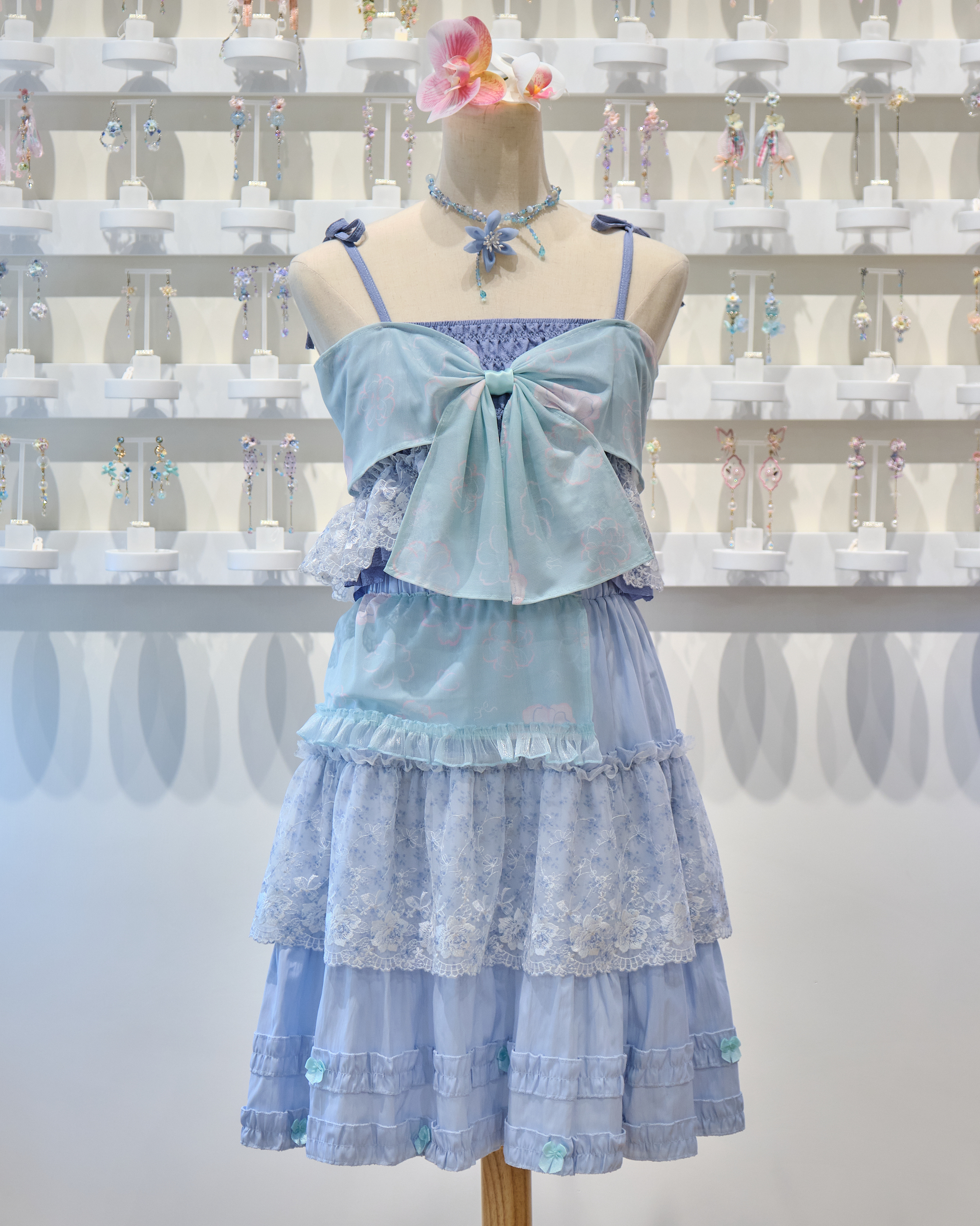 13864 Ribbon Bow Camisole & Knee-Length Skirt Duo Set