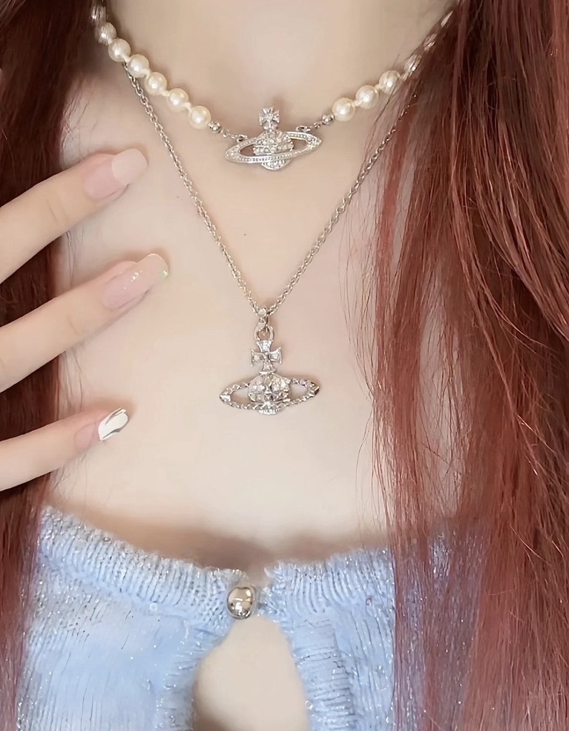 <超美龐克鉚釘降價了✨> Vivienne Westwood 銀色鉚釘 浮雕土星Logo項鍊