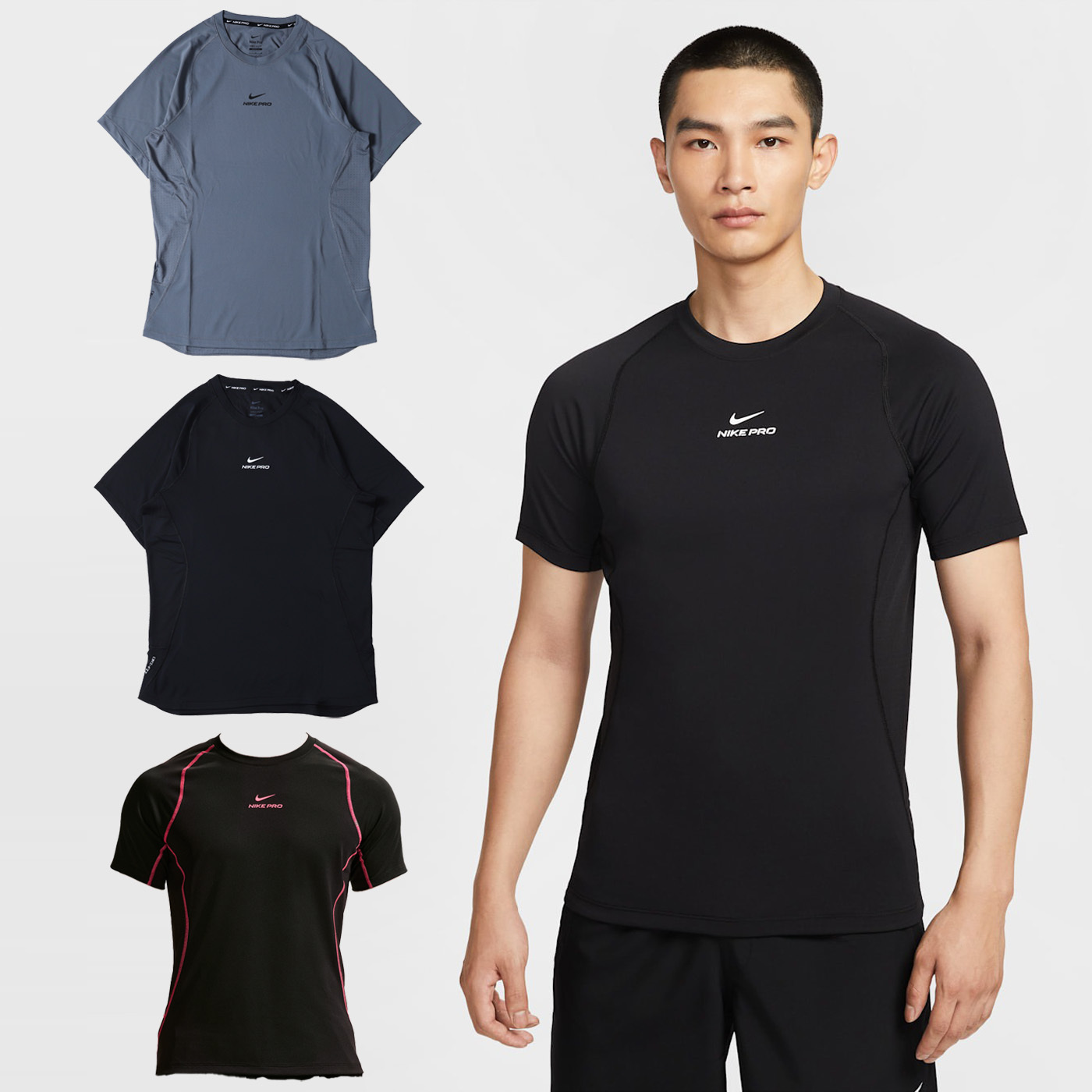 男款 NIKE PRO DRY 灰色 黑色 黑桃 訓練 透氣 貼身 運動 短袖 短T【HV0410】