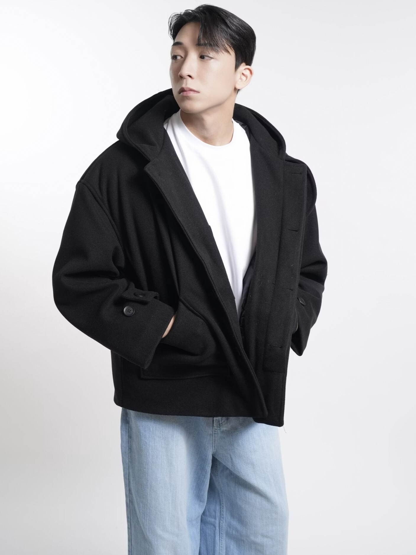 都會休閒毛呢連帽夾克