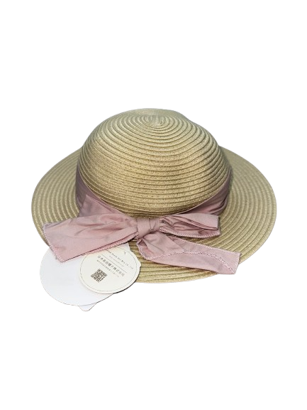 【Nishimatsuya】Japanese Style Dusty Pink Ribbon Straw Sun Hat