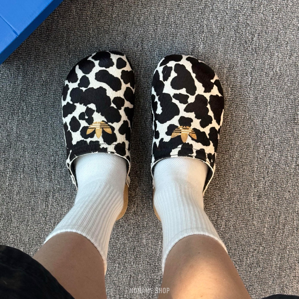 ADIDAS ORIGINALS ADIMULE 黑白 奶牛紋 穆勒 懶人鞋 拖鞋 (男/女款)