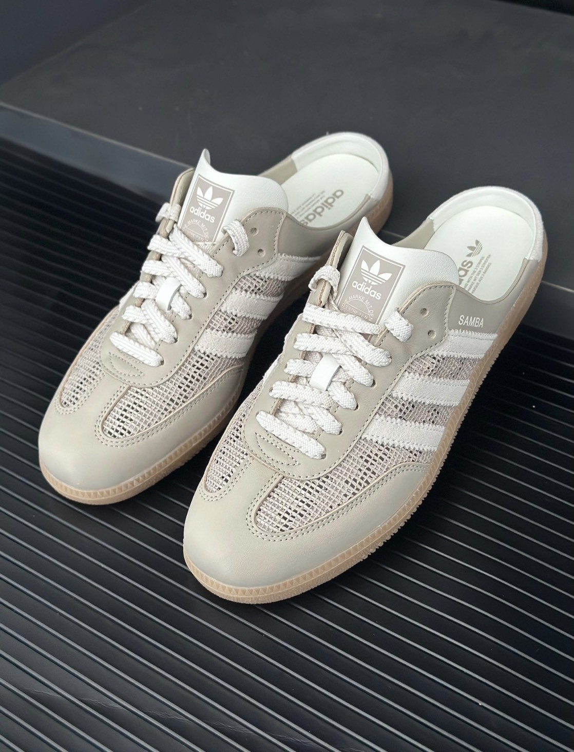ADIDAS ORIGINAL SAMBA MULE 奶茶灰 米灰 焦糖底 編織 懶人鞋 半拖鞋 女鞋 HP5051