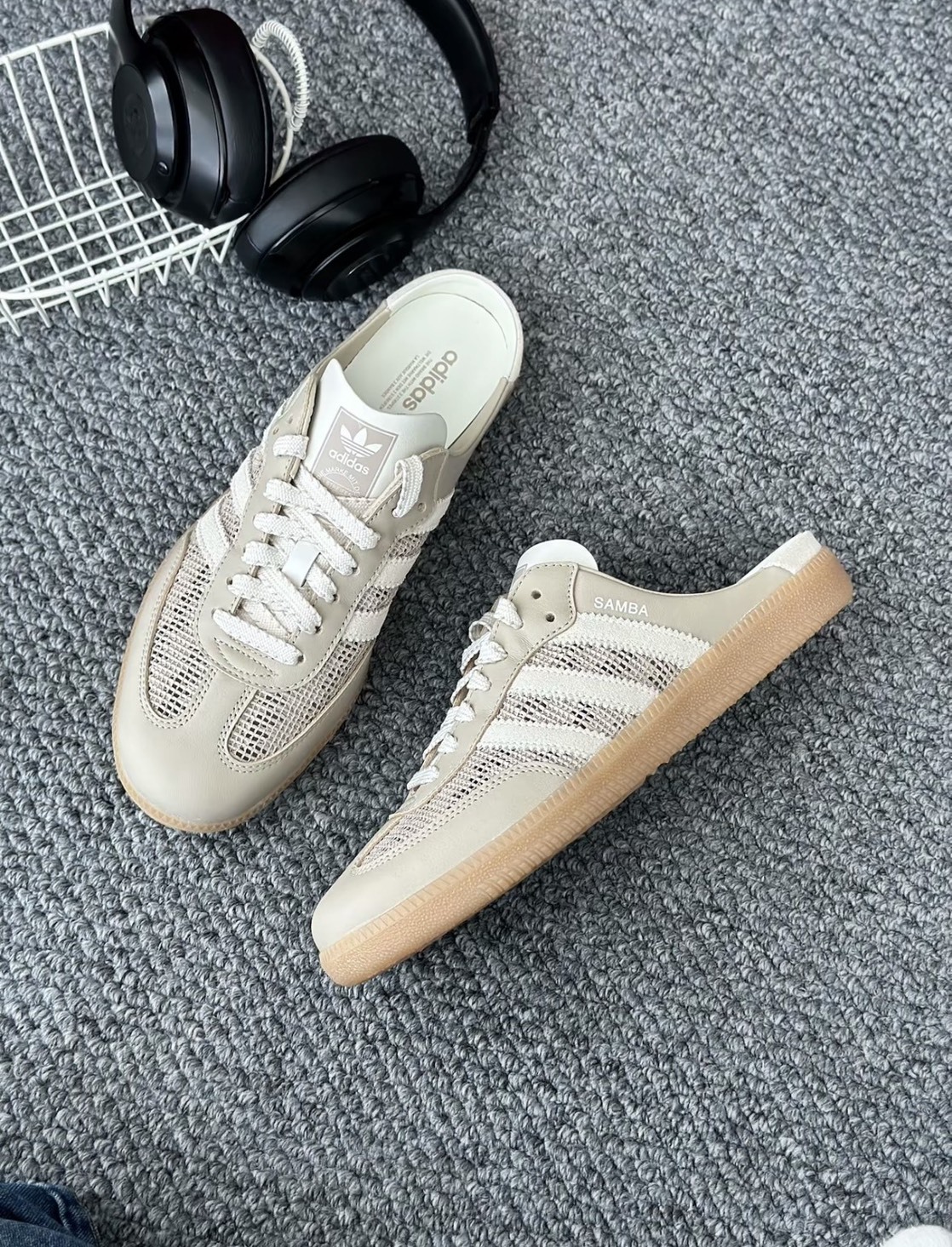 ADIDAS ORIGINAL SAMBA MULE 奶茶灰 米灰 焦糖底 編織 懶人鞋 半拖鞋 女鞋 HP5051