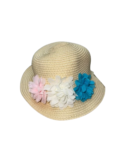 【Nishimatsuya】Summer Vibrant Three-Color Chiffon Flower Straw Sun Hat