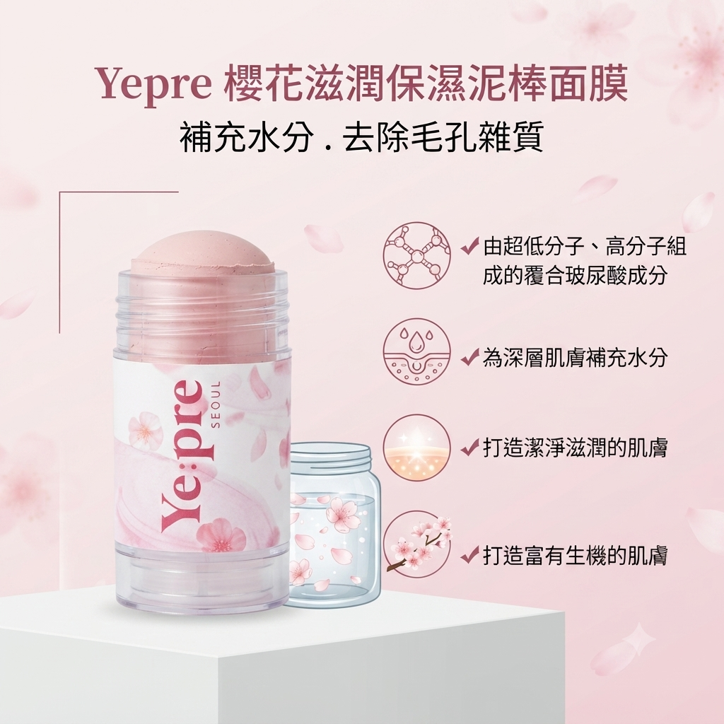 【Yepre 櫻花滋潤保濕泥棒面膜 40g】