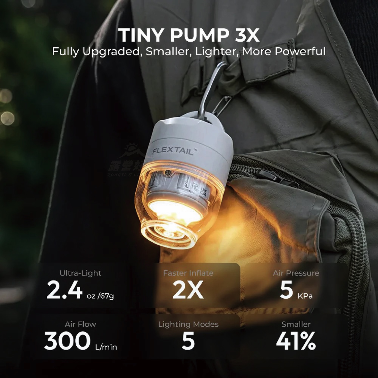【FLEXTAIL】 TINY PUMP 3X 魚尾多功能照明充氣幫浦(打氣/抽氣/照明) 台灣公司貨一年保固 BB13