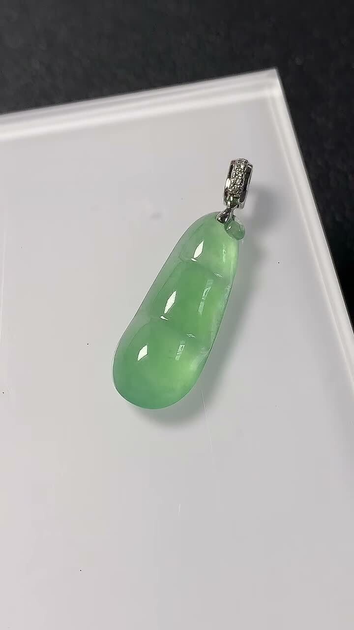 翡翠冰綠福豆,天然翡翠A玉, 緬甸玉, Jade, Jadeite