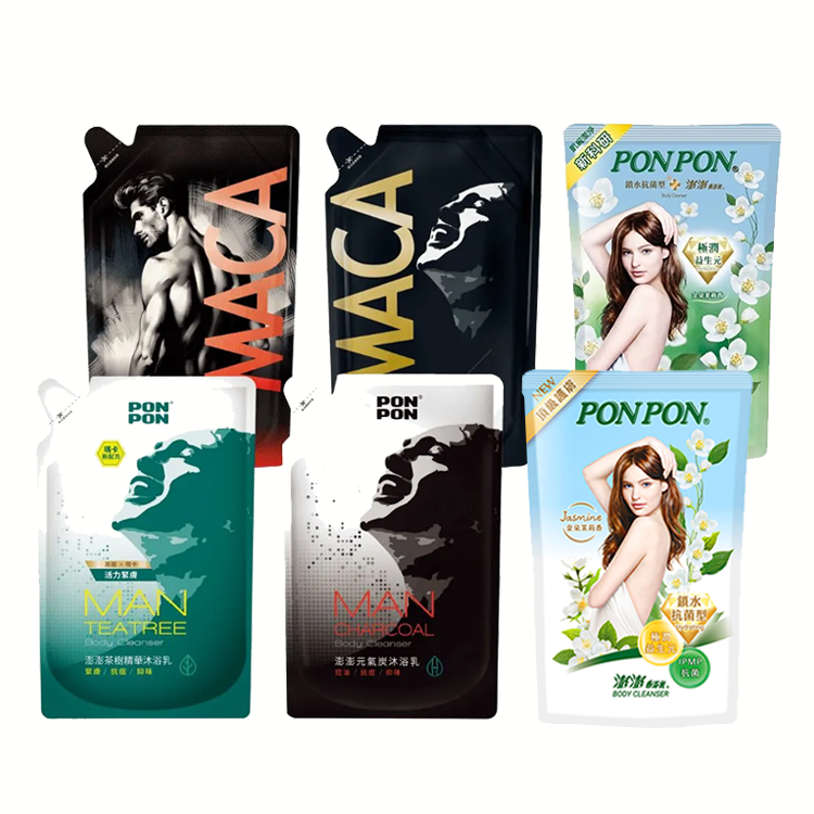 【PONPON 澎澎】香浴乳補充包700ml-鎖水抗菌/抗菌修護/元氣炭控油/茶樹精華/瑪卡麝香/拋光瑪卡