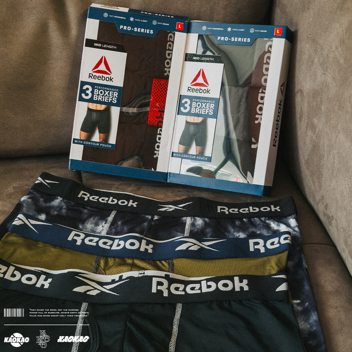 Reebok 四角內褲 吸濕排汗 抗異味 一組3件